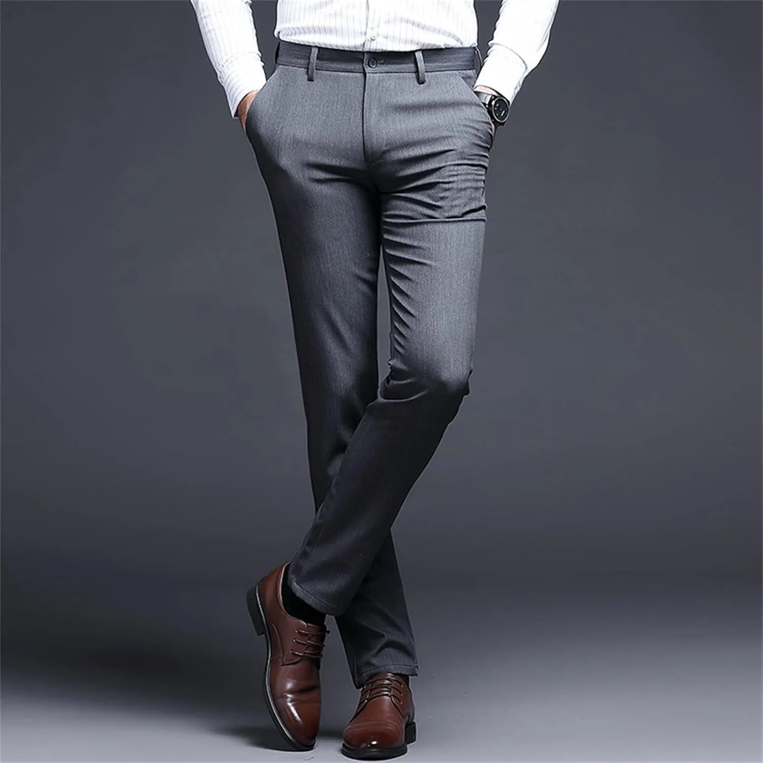 Men's Dress Pants Skinny Slim Fit Dress Pants Stretch Regular Fit Business Casual Fashion Pencil Chinos Pants