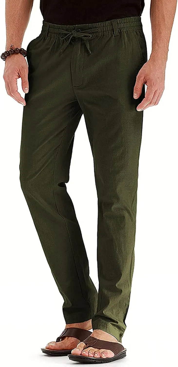 Mens Dress Pants Slim Fit Flat Front Chino Pants Casual Stretch Business Pants Wrinkle-Resistant Classic Khaki Pants