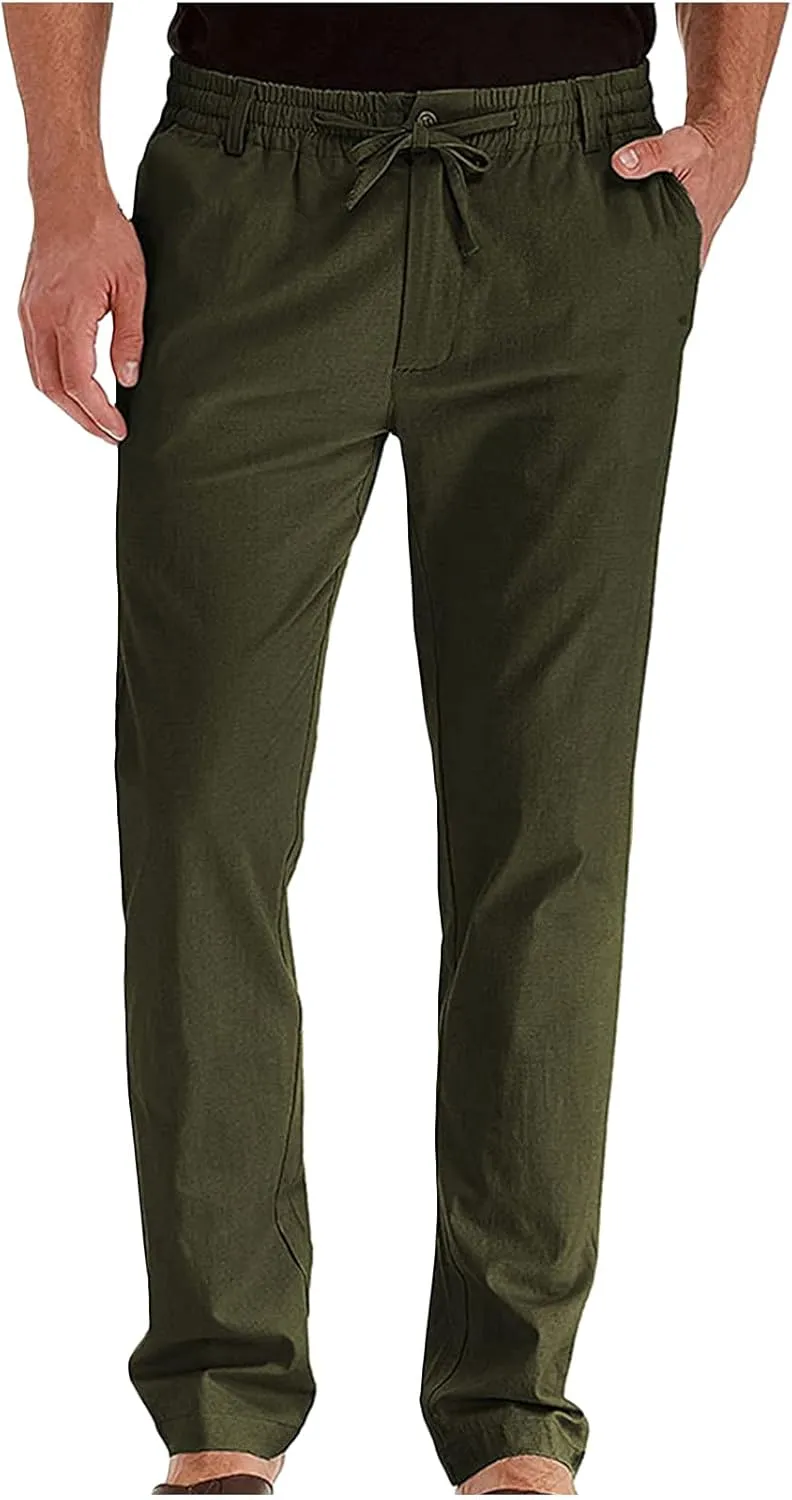 Mens Dress Pants Slim Fit Flat Front Chino Pants Casual Stretch Business Pants Wrinkle-Resistant Classic Khaki Pants