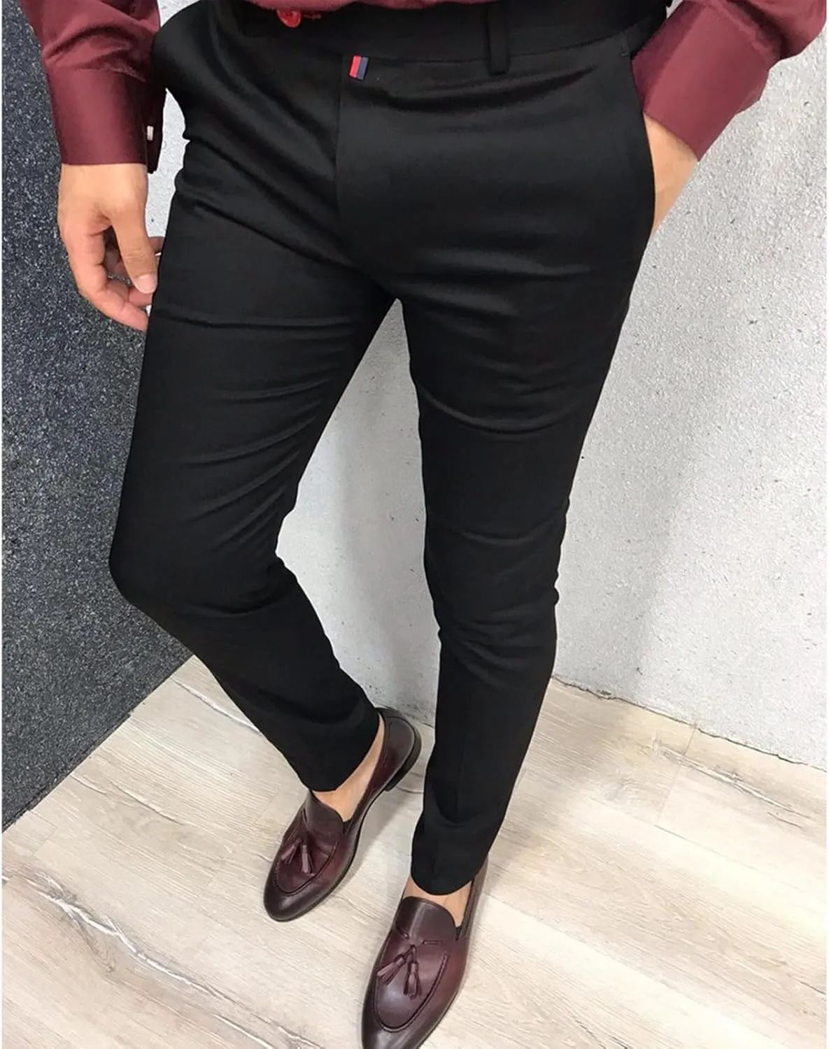 Mens Dress Pants Slim Fit Stretch Golf Pants Business Casual Suit Pants Work Office Trousers with Pockets