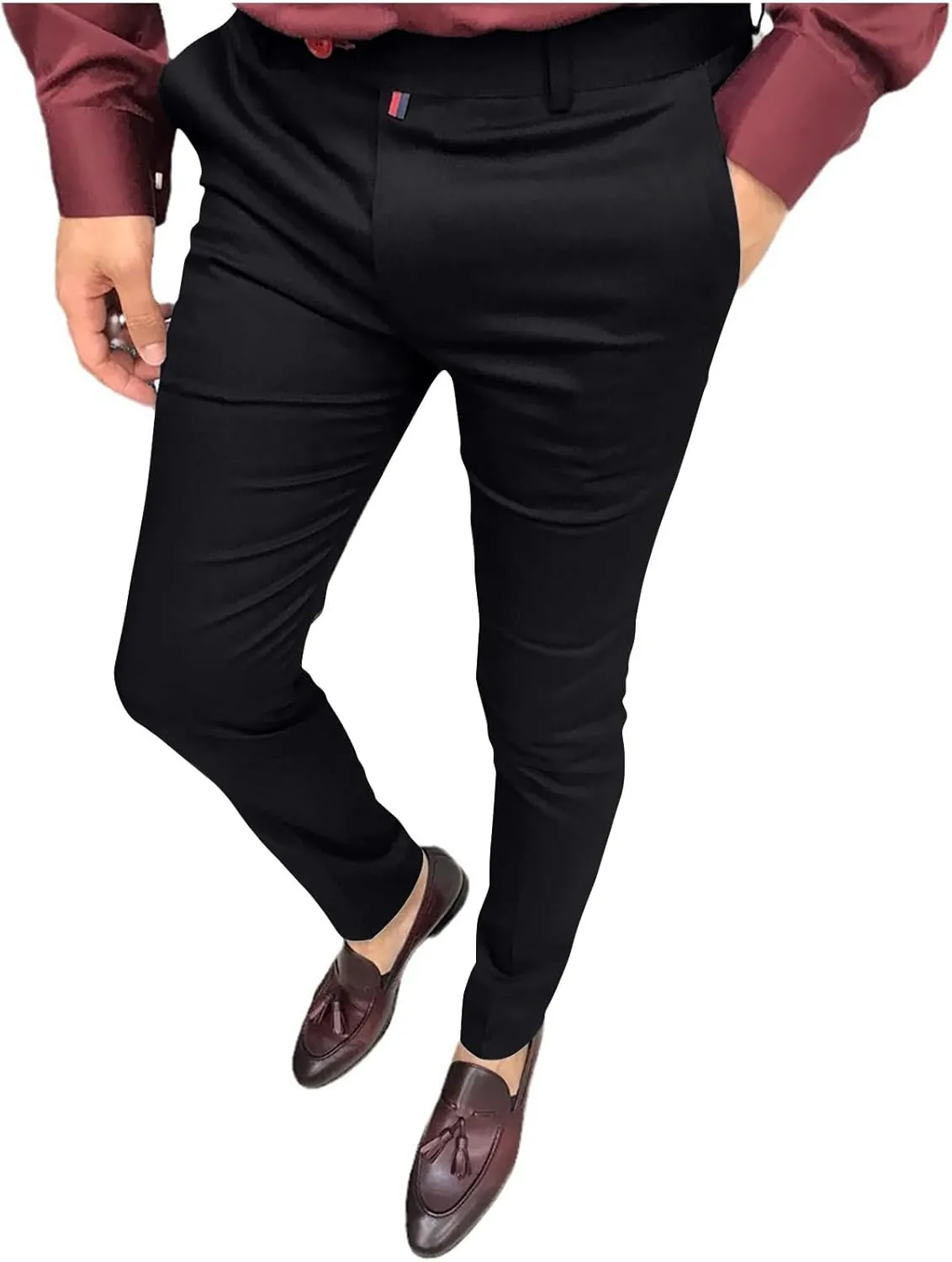 Mens Dress Pants Slim Fit Stretch Golf Pants Business Casual Suit Pants Work Office Trousers with Pockets