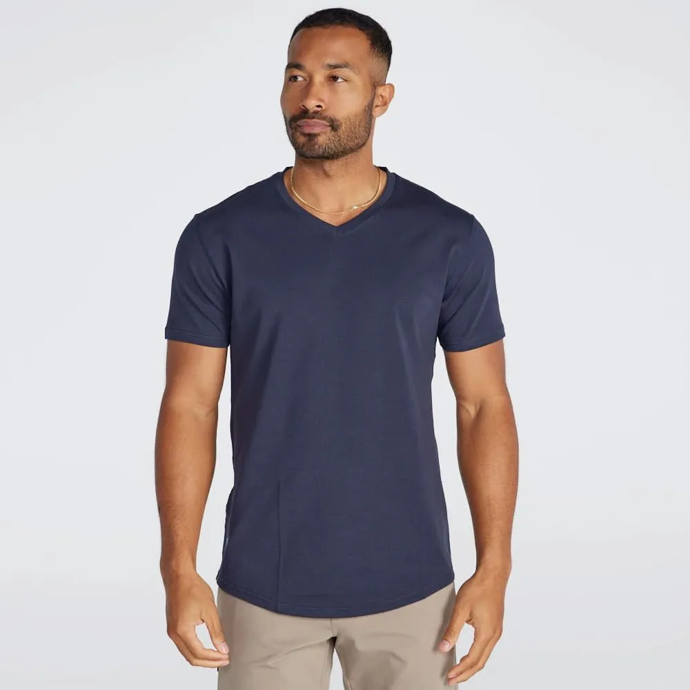 Men's Drop-Cut V-Neck – Plain Tshirts for Men – Soft Polyester, Cotton, Spandex – Moisture Wicking, Wrinkle Resistant