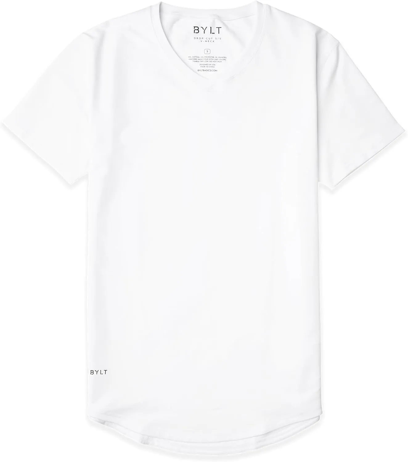 Men's Drop-Cut V-Neck – Plain Tshirts for Men – Soft Polyester, Cotton, Spandex – Moisture Wicking, Wrinkle Resistant