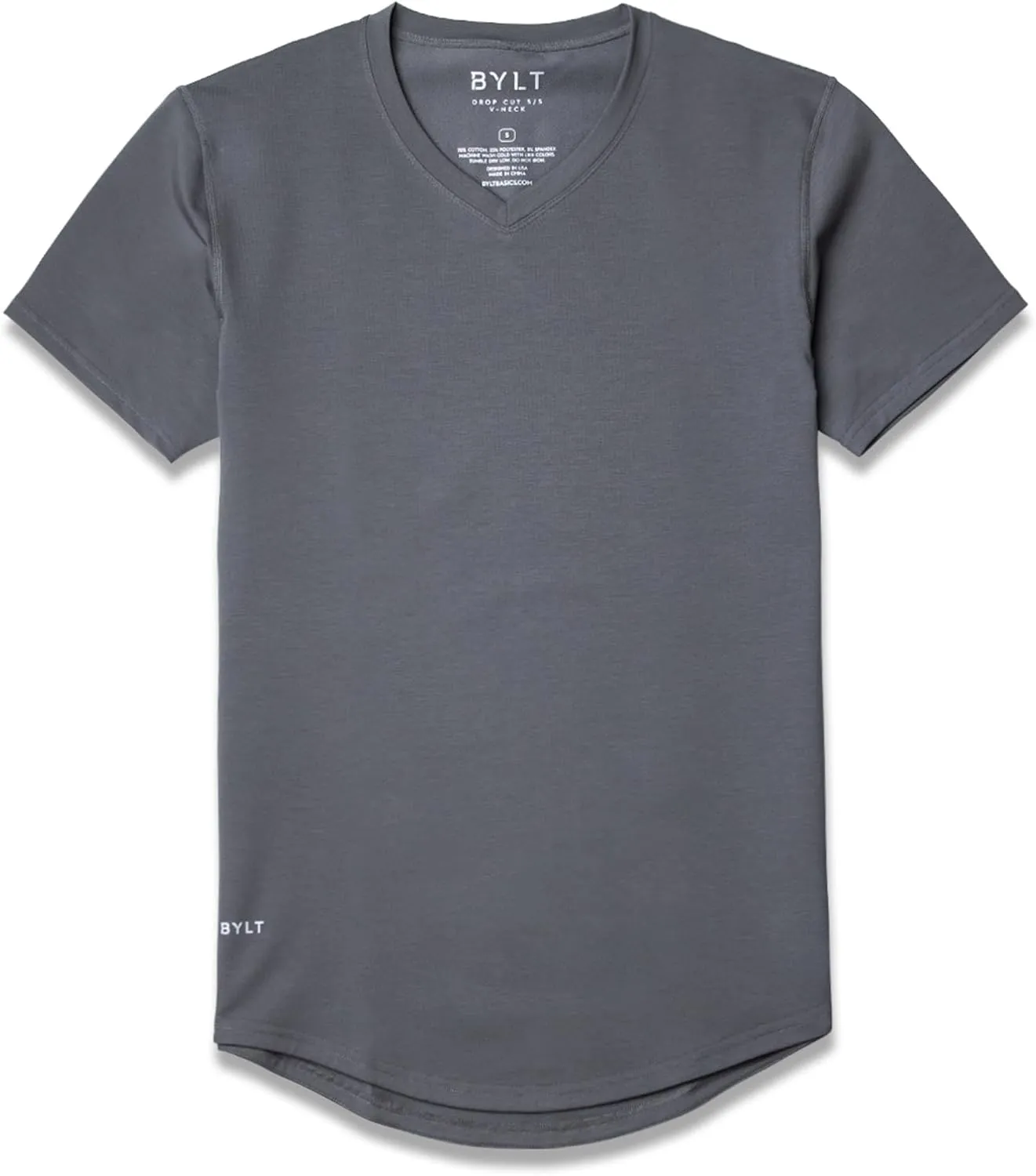 Men's Drop-Cut V-Neck – Plain Tshirts for Men – Soft Polyester, Cotton, Spandex – Moisture Wicking, Wrinkle Resistant