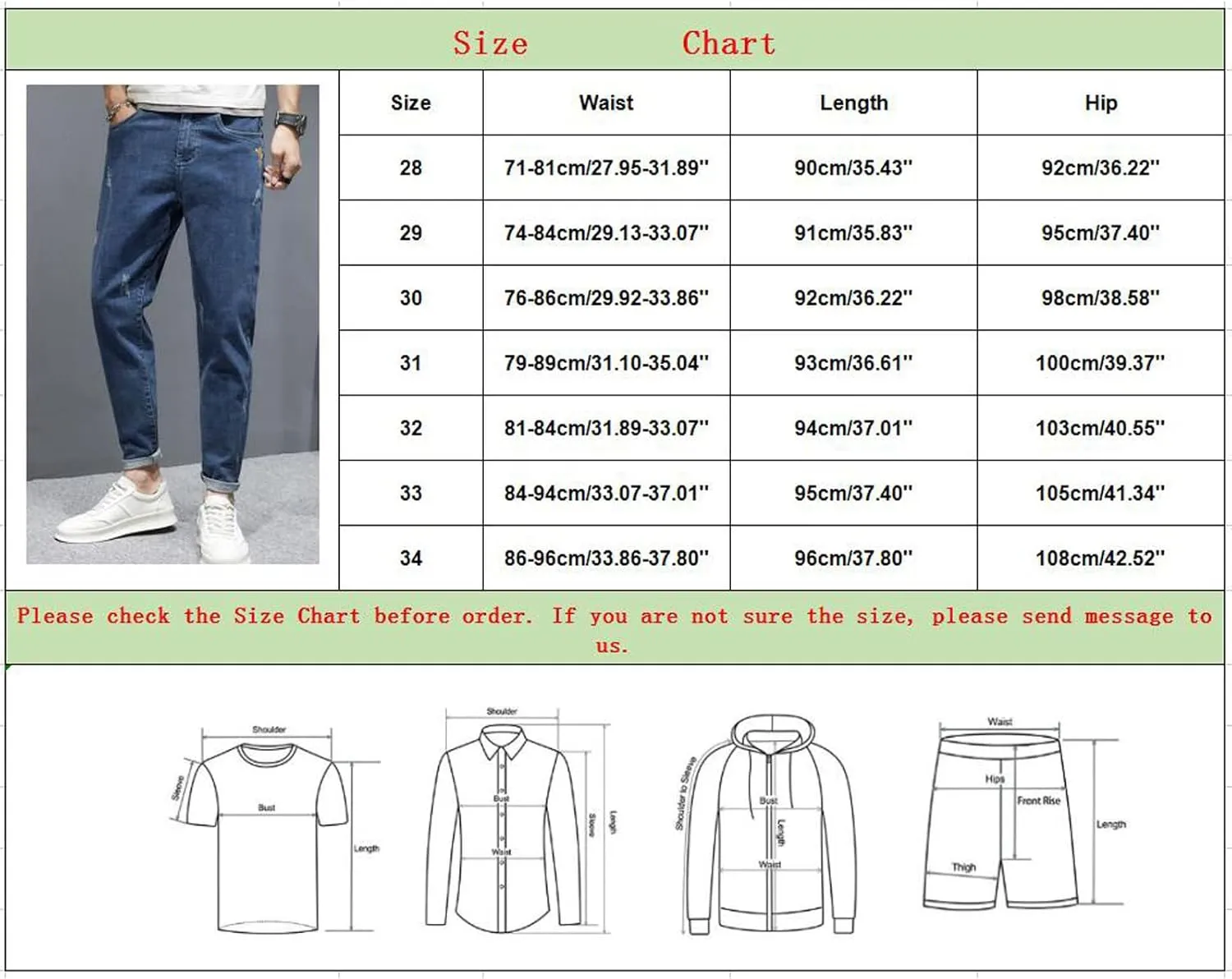 Men's Fashion Slim Fit Denim Pants Chino Super-Soft Stretch Hipster Hip Hop Streetwear Casual Hiking Travel Jean Sweatpant