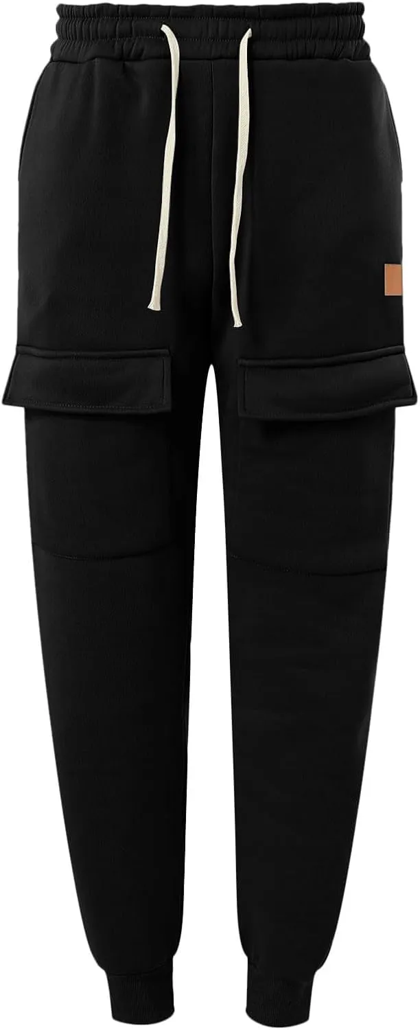 Mens Fleece Cargo Mens Slim Fit Cargo Pants Long Pants Fitness Pants Outdoor Trend Star Glitter