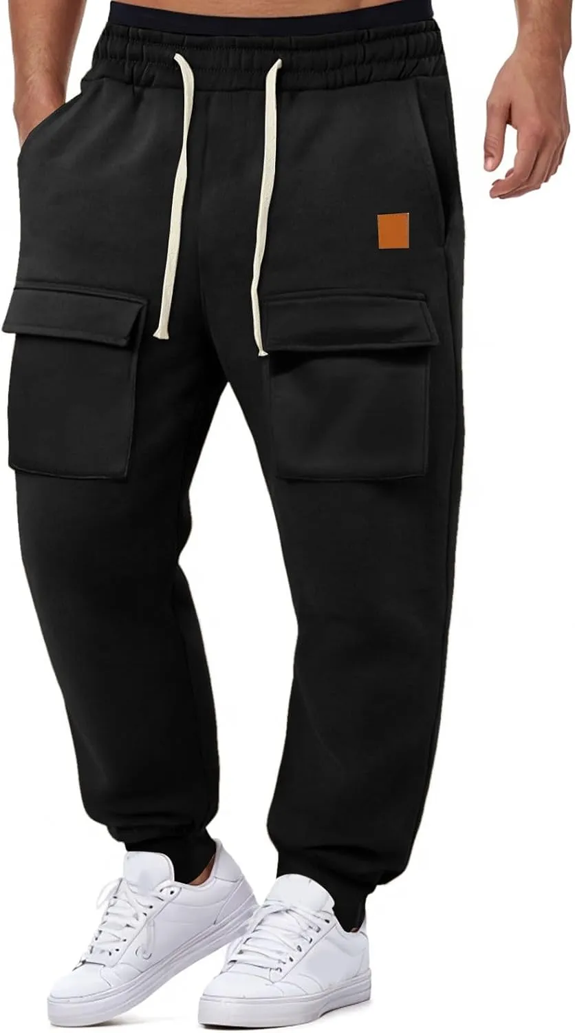 Mens Fleece Cargo Mens Slim Fit Cargo Pants Long Pants Fitness Pants Outdoor Trend Star Glitter