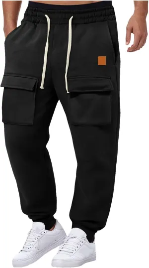 Mens Fleece Cargo Mens Slim Fit Cargo Pants Long Pants Fitness Pants Outdoor Trend Star Glitter
