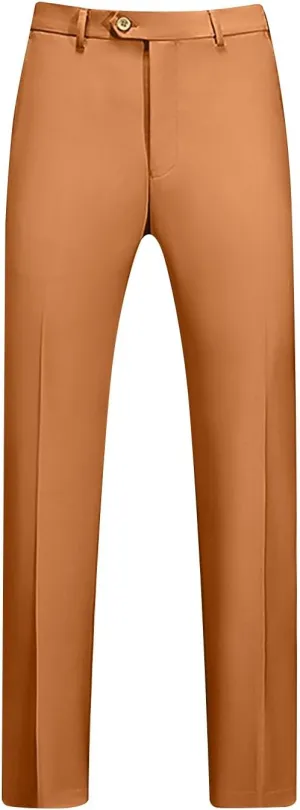 Mens Front Flat Dress Pants Slim Fit Business Casual Golf Suit Pants Ankle-Length Work Trousers with Pockets