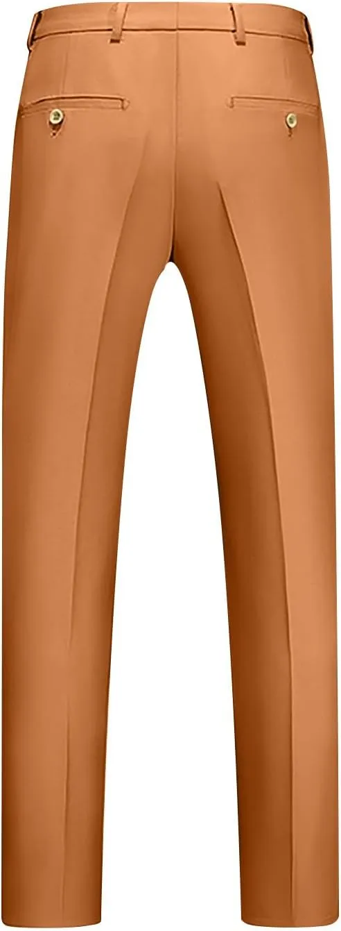 Mens Front Flat Dress Pants Slim Fit Business Casual Golf Suit Pants Ankle-Length Work Trousers with Pockets