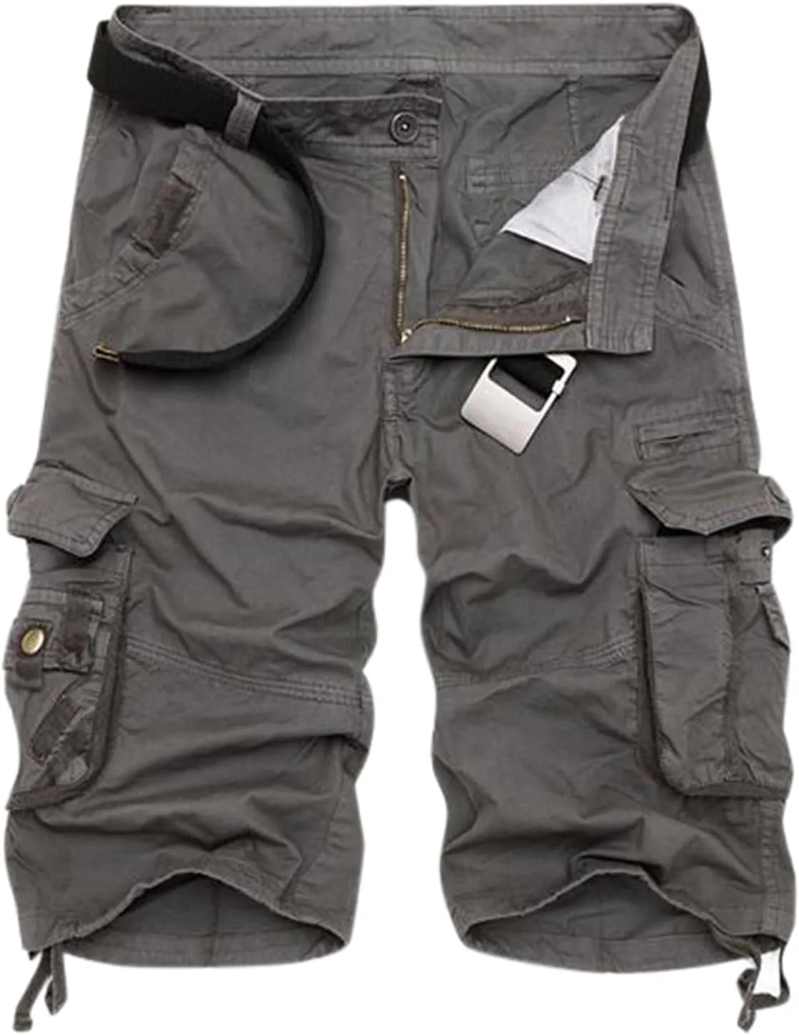 Mens Khaki Shorts Shorts Multi Pocket Comfortable Lightweight Casual Fashion Sports Shorts Cargo Jeans for Men Khaki
