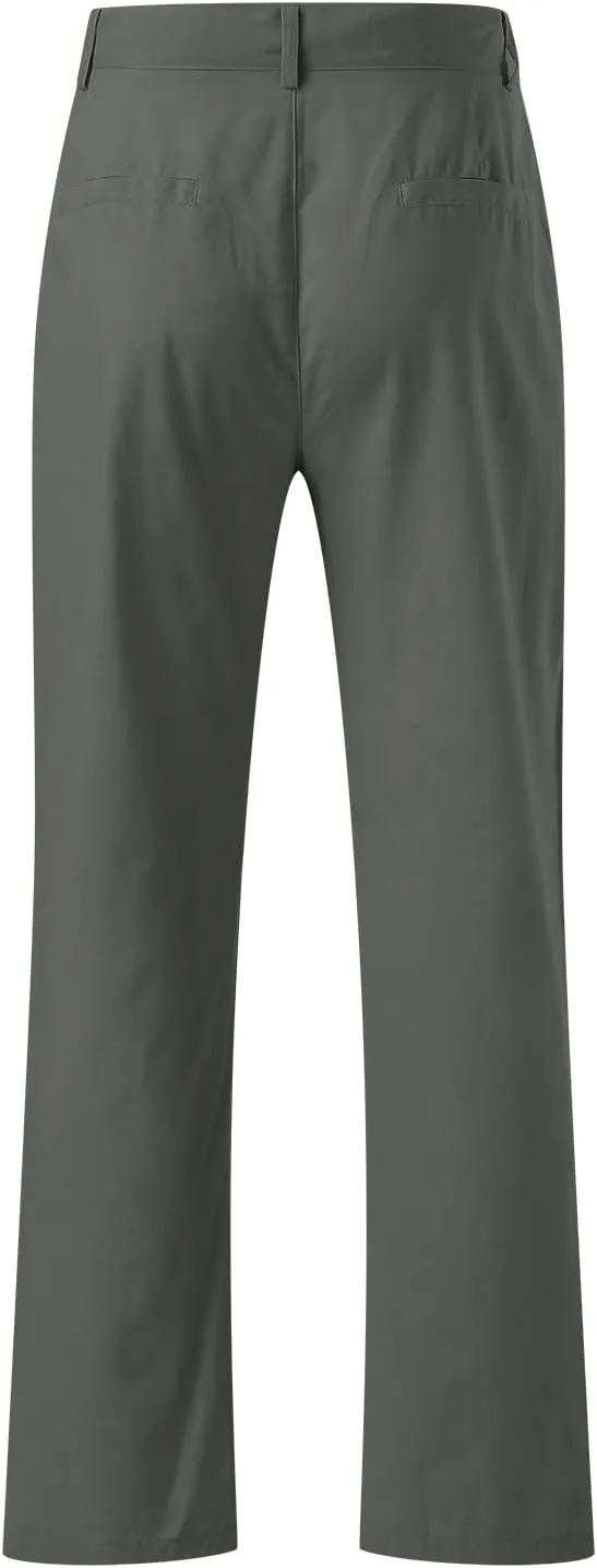 Mens Linen Dress Pants Casual Cotton Blend Relaxed Fit Straight Leg Khaki Pants Flat Front Twill Chino Trousers for Men