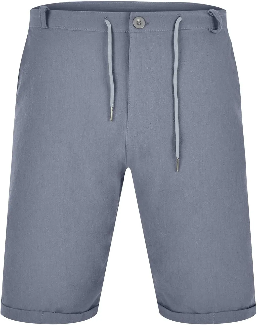 Men's Linen Regular Fit Shorts, Casual Elastic Waist Drawstring Lightweight Board Summer Beach Shorts with Pockets