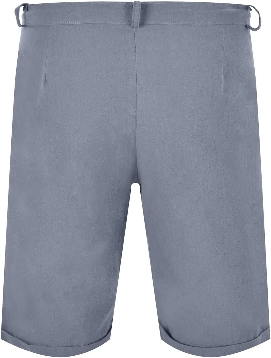 Men's Linen Regular Fit Shorts, Casual Elastic Waist Drawstring Lightweight Board Summer Beach Shorts with Pockets
