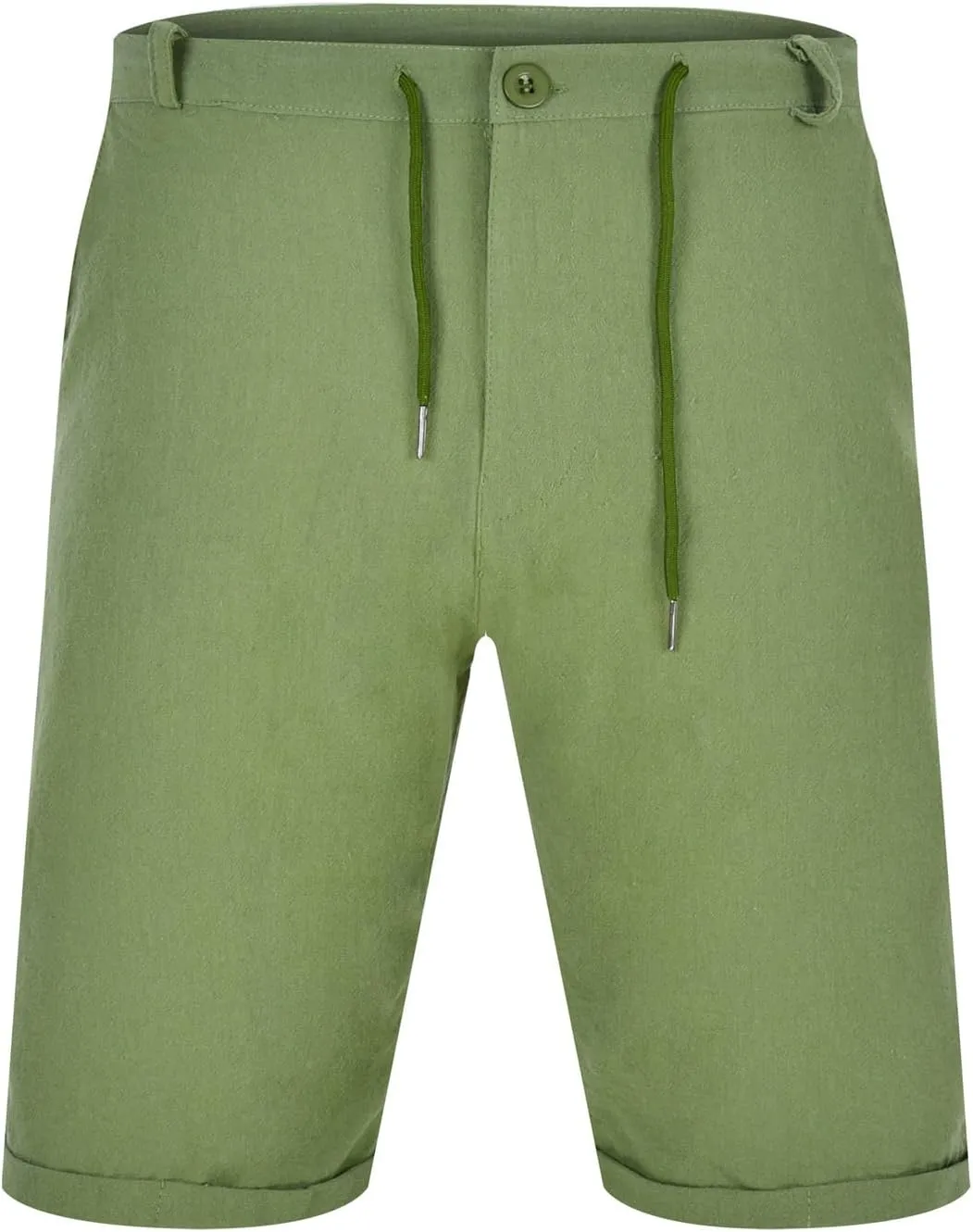 Men's Linen Regular Fit Shorts, Casual Elastic Waist Drawstring Lightweight Board Summer Beach Shorts with Pockets