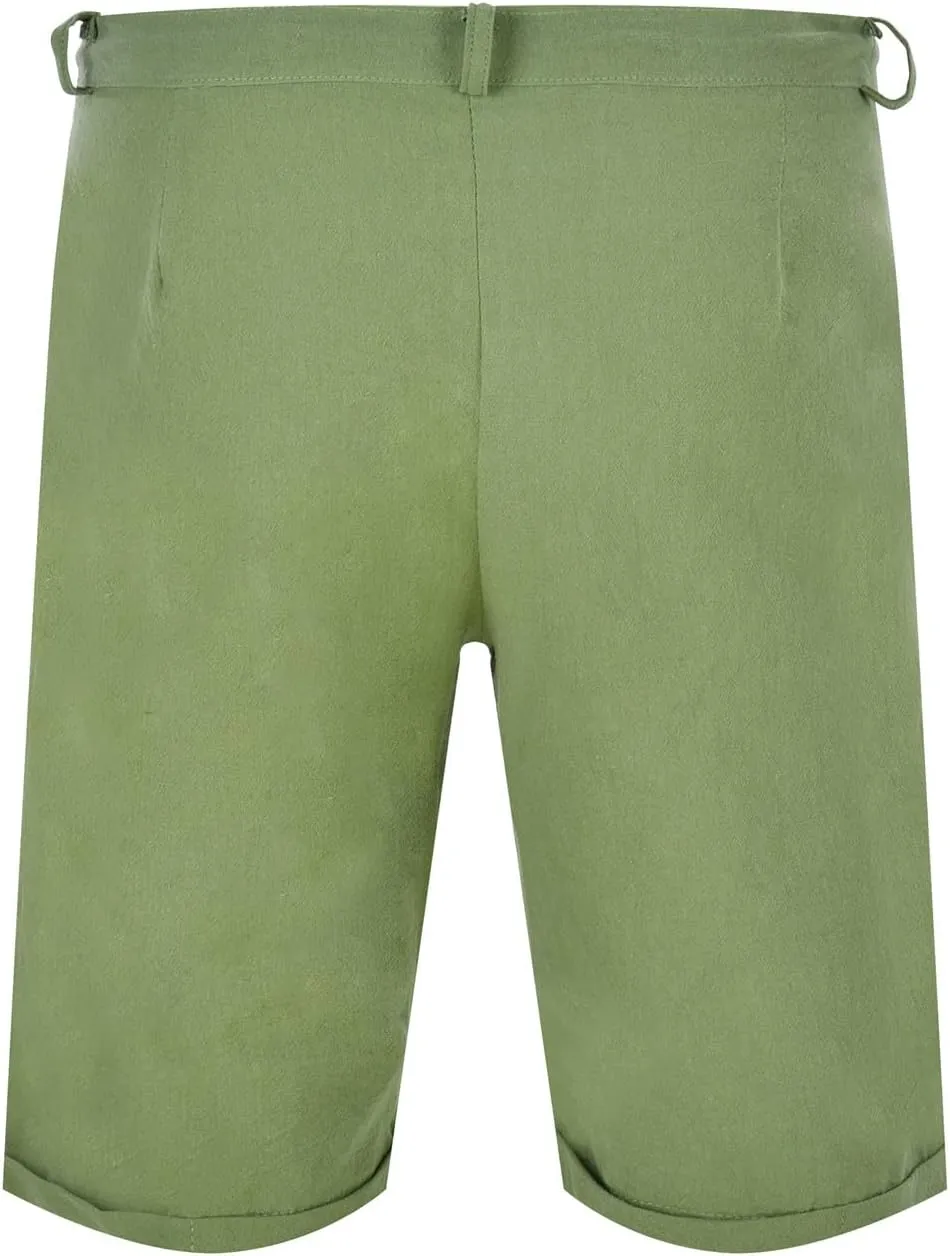 Men's Linen Regular Fit Shorts, Casual Elastic Waist Drawstring Lightweight Board Summer Beach Shorts with Pockets
