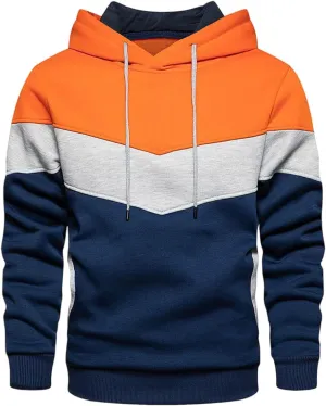 Mens Sweatshirts Trendy Color Block Hoodies Teen Boys Running Workout Pullover 2024 Fall Casual Clothing Fleece Lined
