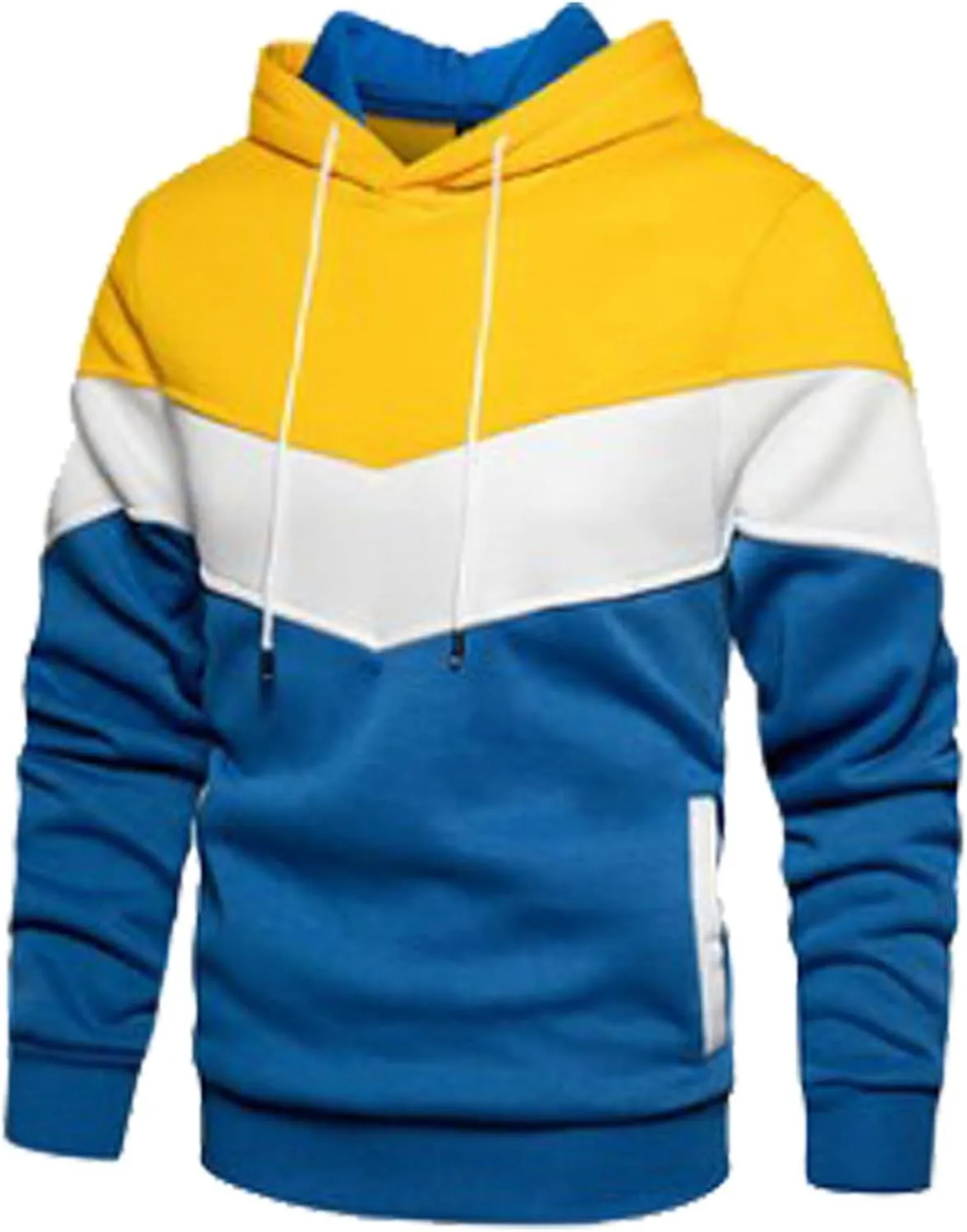 Mens Sweatshirts Trendy Color Block Hoodies Teen Boys Running Workout Pullover 2024 Fall Casual Clothing Fleece Lined