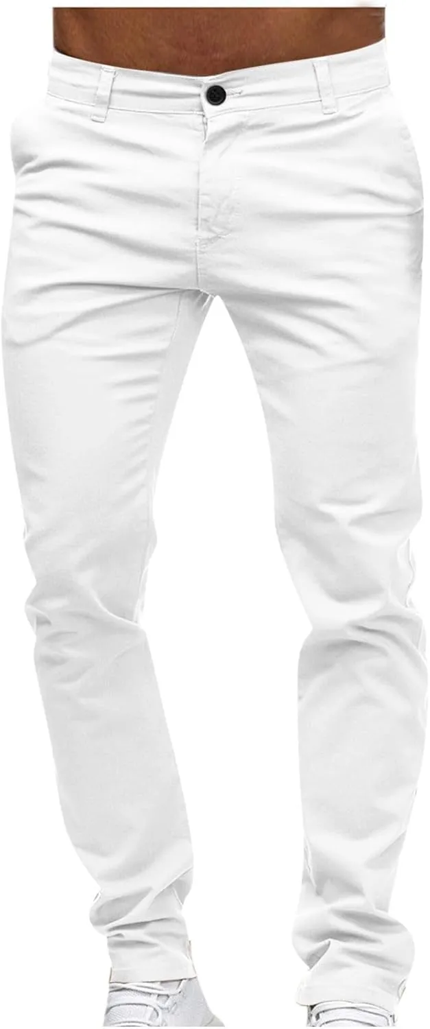 Mens Work Pants Lightweight Twill Uniform Slim Fit Chinos Trousers Casual Stretch Durable Cargo Pants with Pockets