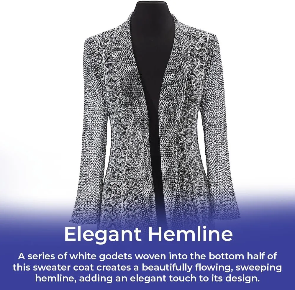 Metallic Threads Sweater Coat for Women, Open Front Maxi Cardigan, Lightweight Long Sleeve Knitted Duster