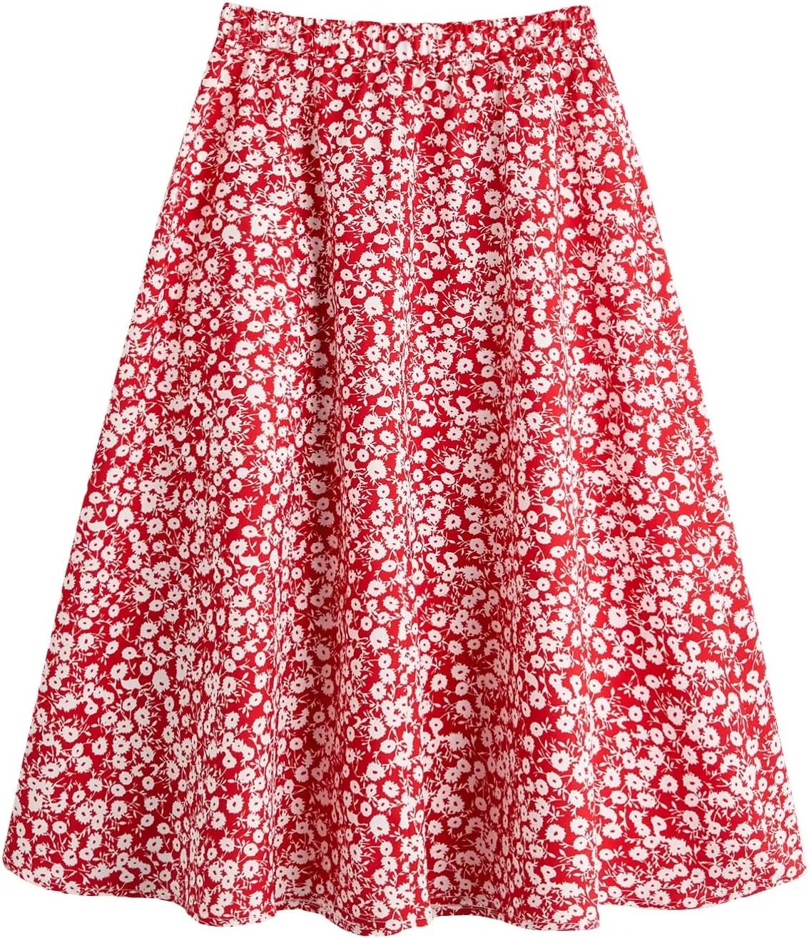 Milumia Girl's Cute Summer Boho Ditsy Floral High Waisted A Line Flare Midi Skirt Flowy Long Skirt