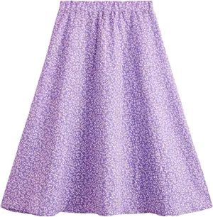 Milumia Girl's Cute Summer Boho Ditsy Floral High Waisted A Line Flare Midi Skirt Flowy Long Skirt