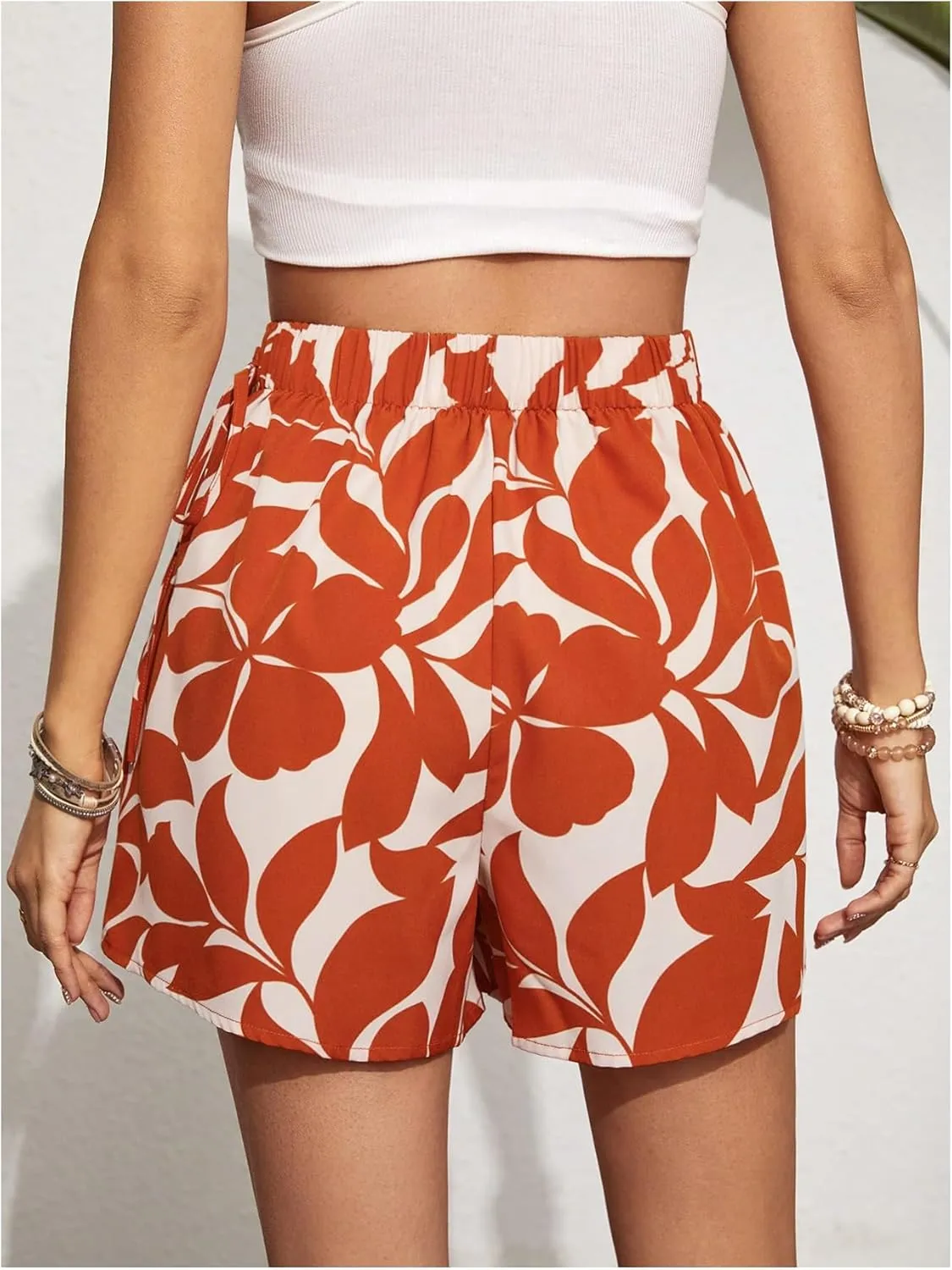 Milumia Women's Boho Floral Print High Waist Wrap Skorts Tie Knot Shorts