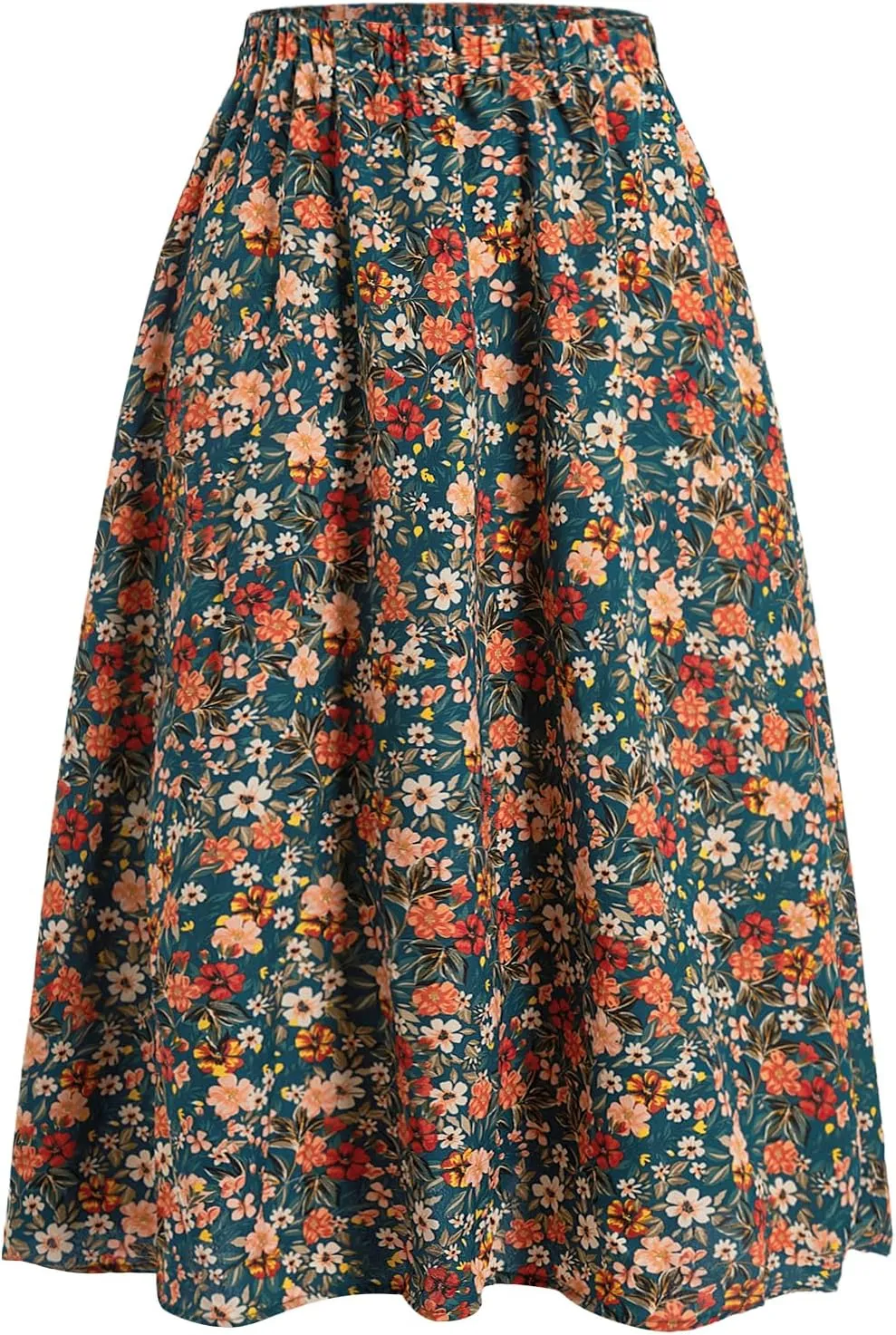 Milumia Women's Polka Dots Skirt Elastic A Line High Waisted Flared Midi Skirts