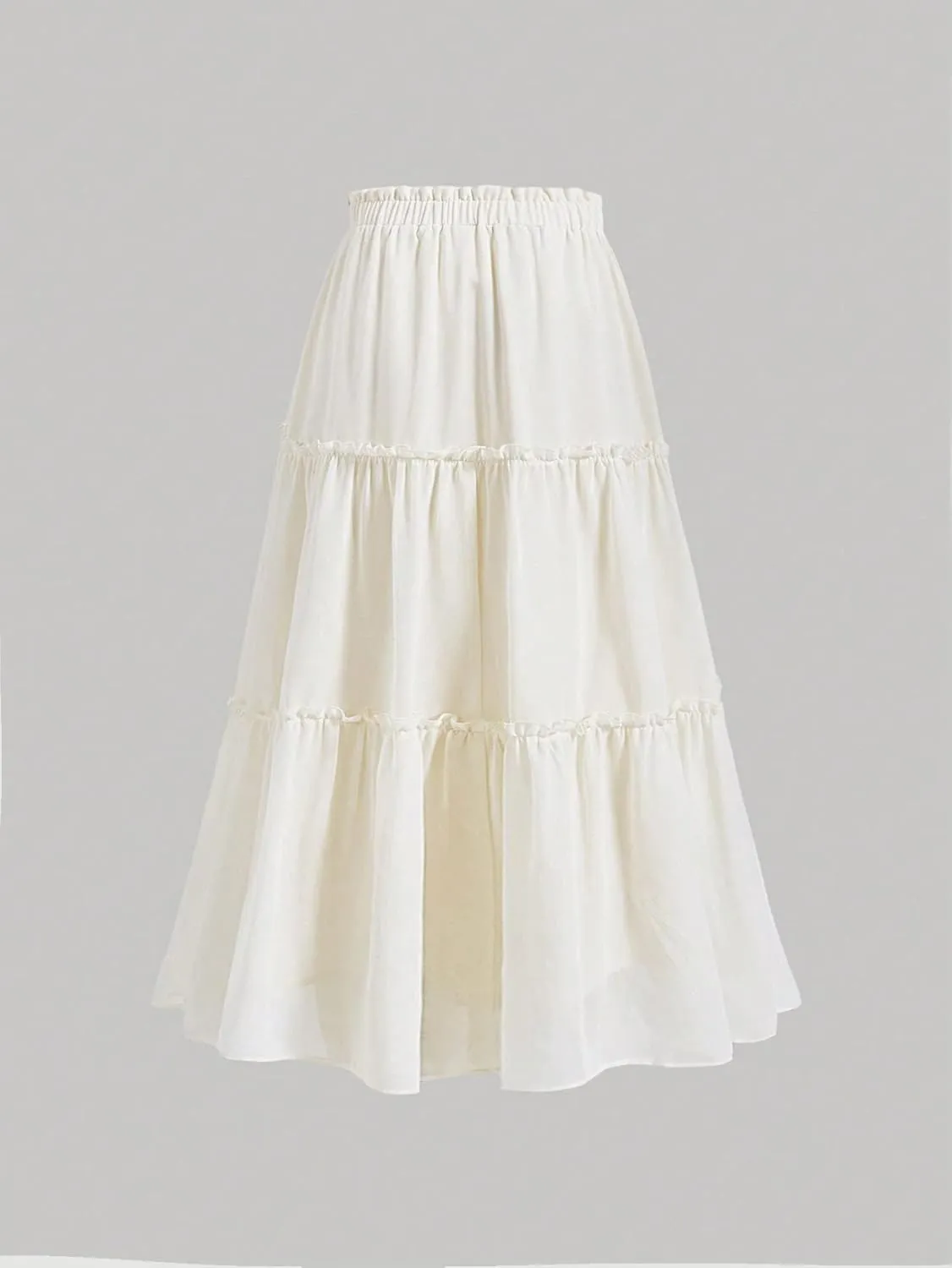 Milumia Women's Tiered Ruffle Boho Maxi Skirts A-Line Elastic High Waist Long Skirt
