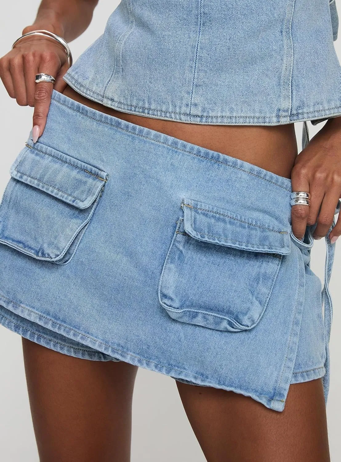 Mxiqqpltky Y2k Cargo Denim Skirt Women Low Rise Bodycon Mini Jean Skirt Shorts Skorts