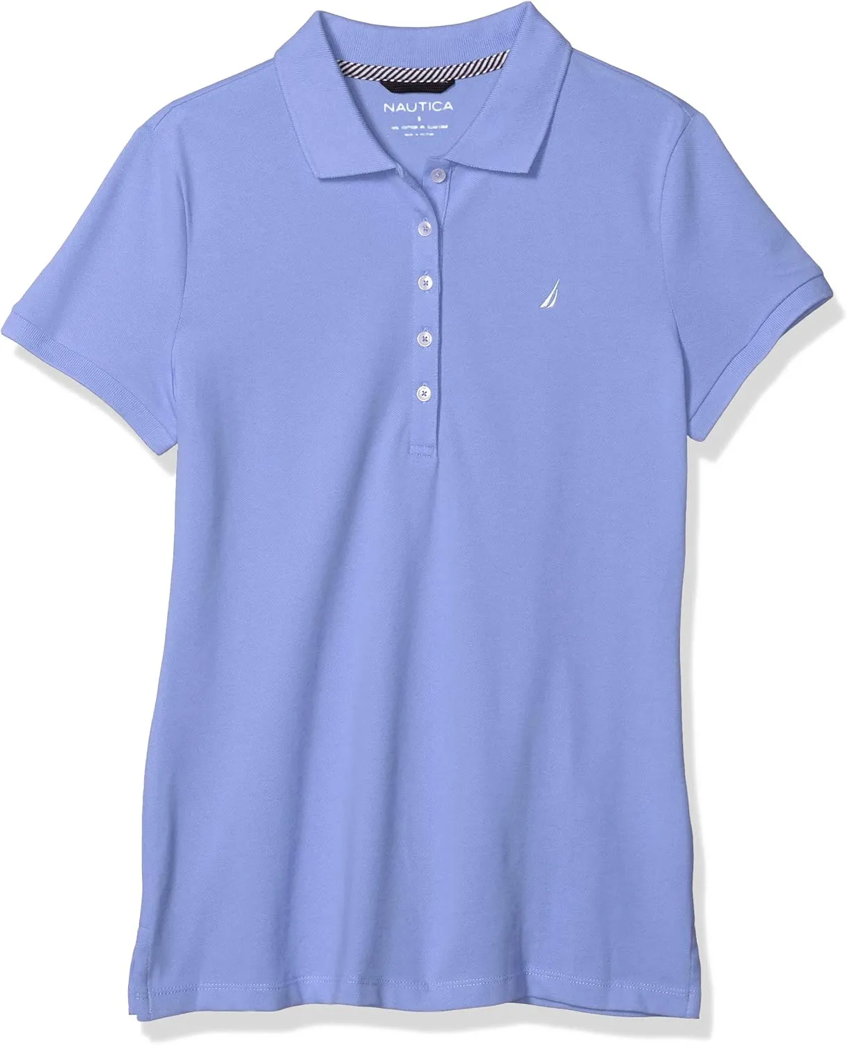 Nautica Women's 5-Button Short Sleeve Cotton Polo Shirt