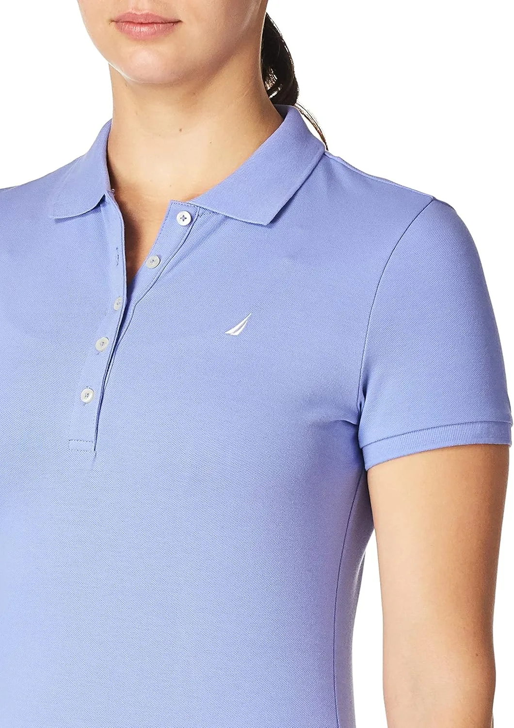 Nautica Women's 5-Button Short Sleeve Cotton Polo Shirt