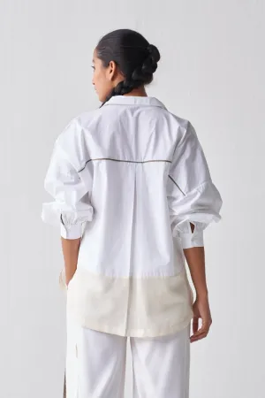 Patch U Hem Shirt - White