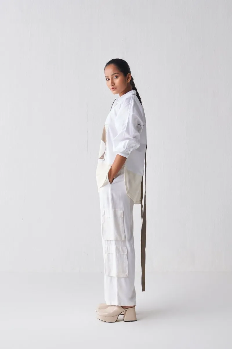 Patch U Hem Shirt - White