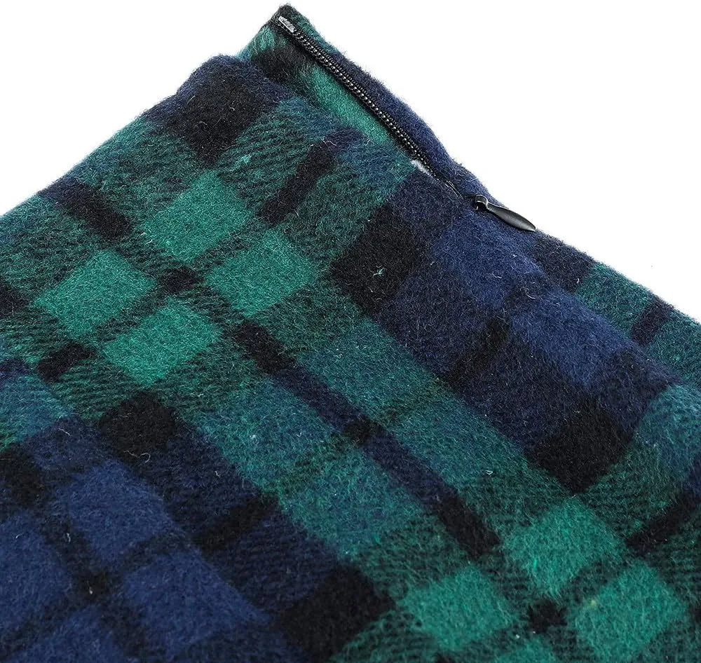 Pencil Skirts for Women Plaid Soft Casual High Waisted Skirt Cotton Linen Slim-Fit Warp Sexy Skirt Tummy Work Skirt