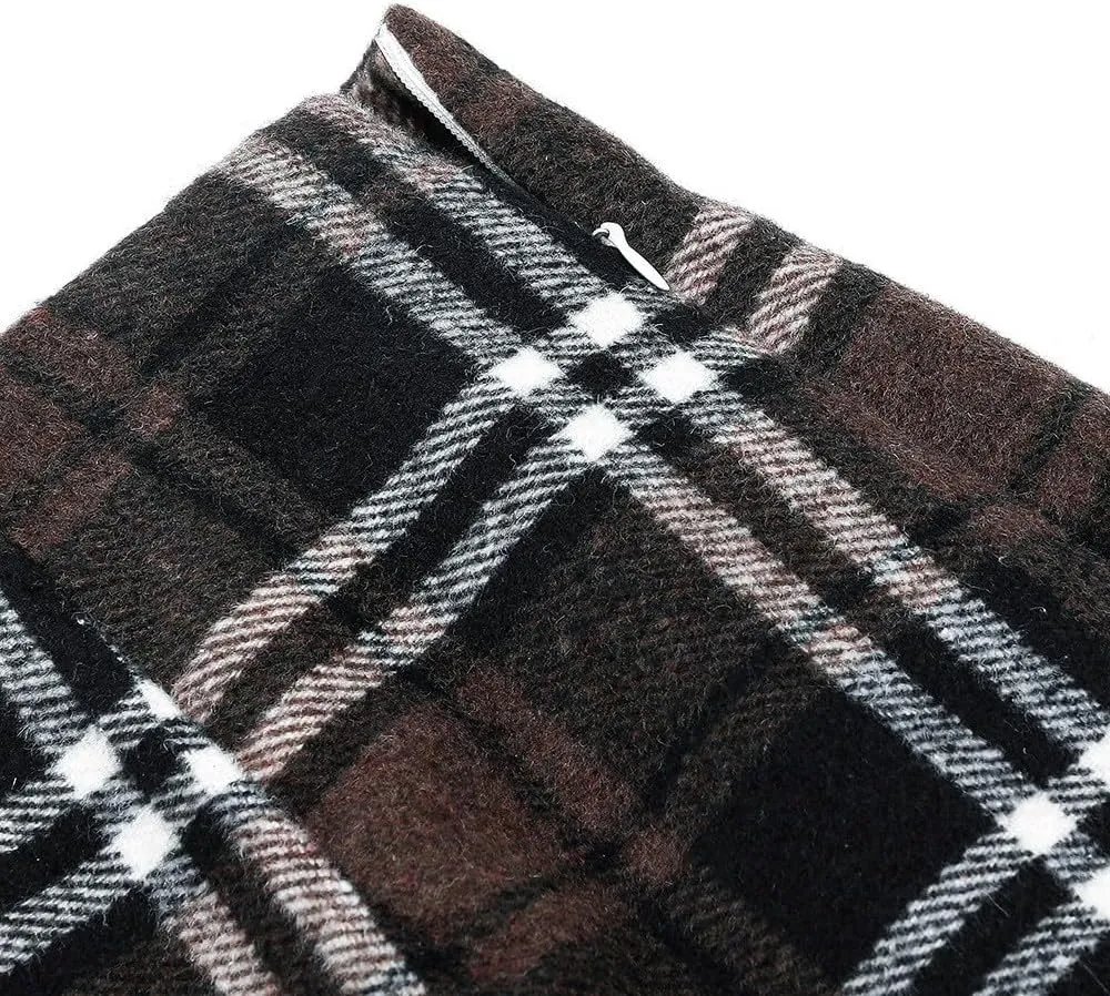 Pencil Skirts for Women Plaid Soft Casual High Waisted Skirt Cotton Linen Slim-Fit Warp Sexy Skirt Tummy Work Skirt