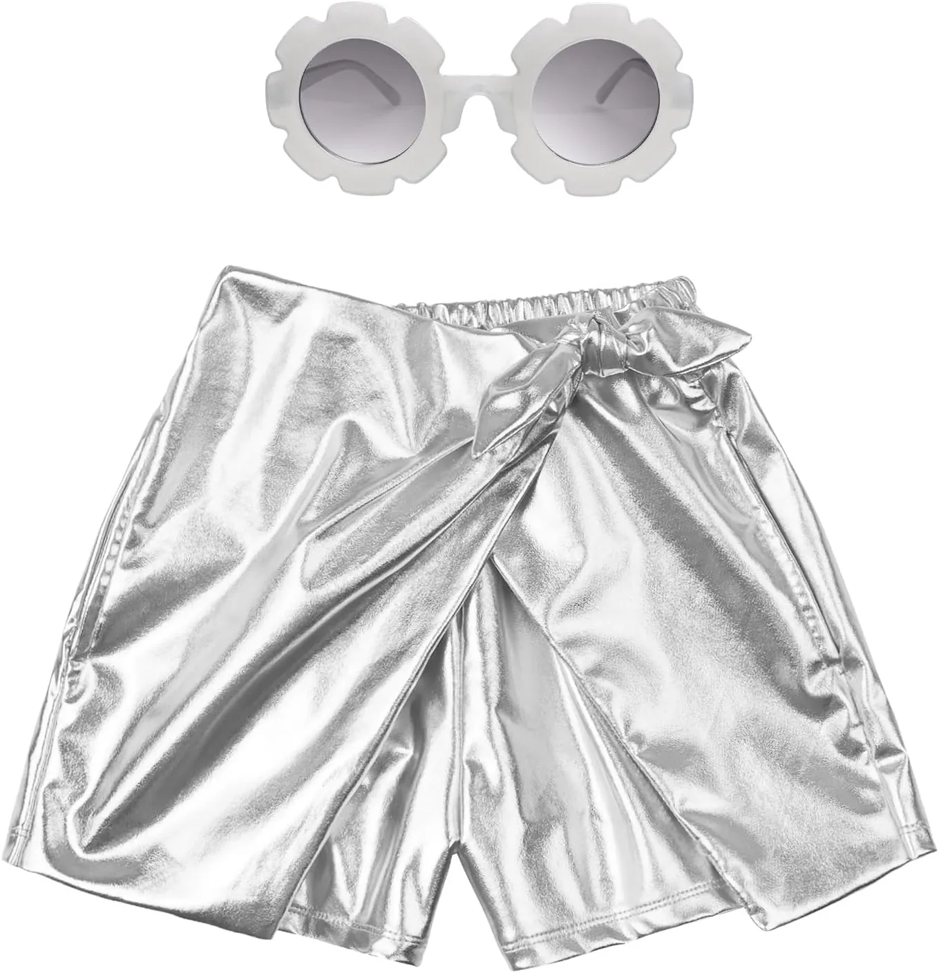 Perfashion Girls' Metallic Skorts Sparkly Shorts with Sunglasses Dancing Skirt 4-13 Years