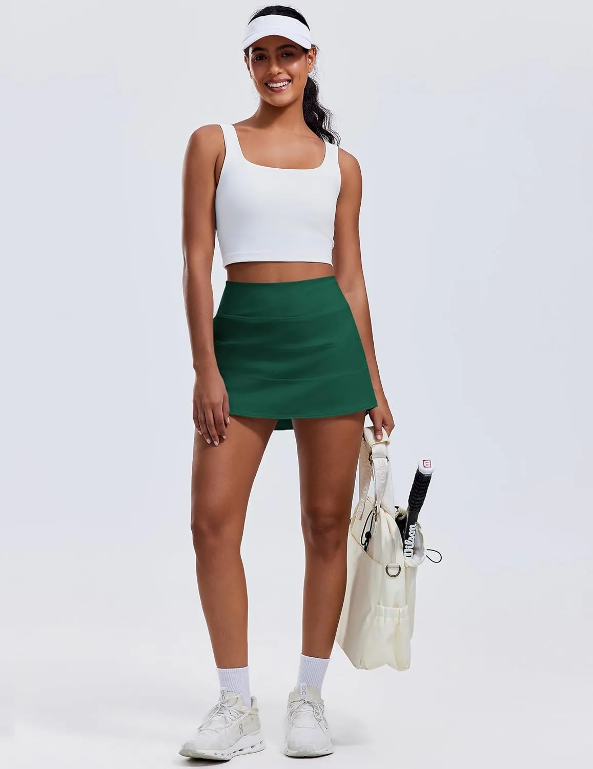 PINSPARK Pleated Tennis Skirts for Women with Short Pockets High Waisted Athletic Golf Skort Workout Pickleball Mini Skirt