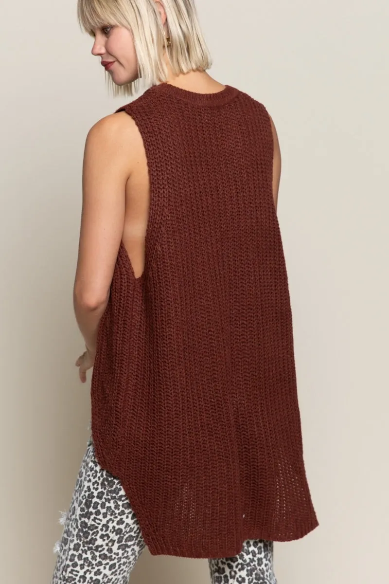 POL Fired Brick Sleeveless Sweater