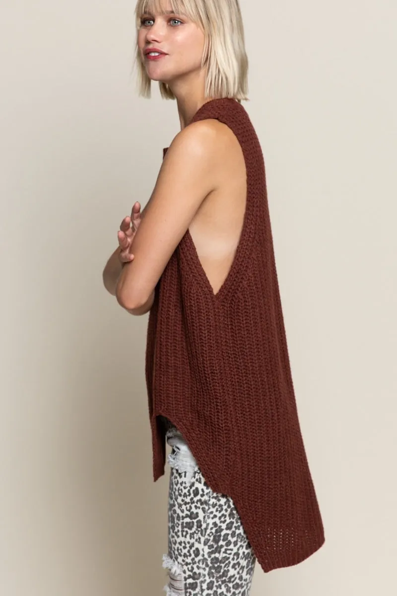 POL Fired Brick Sleeveless Sweater