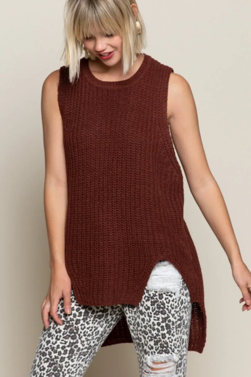 POL Fired Brick Sleeveless Sweater