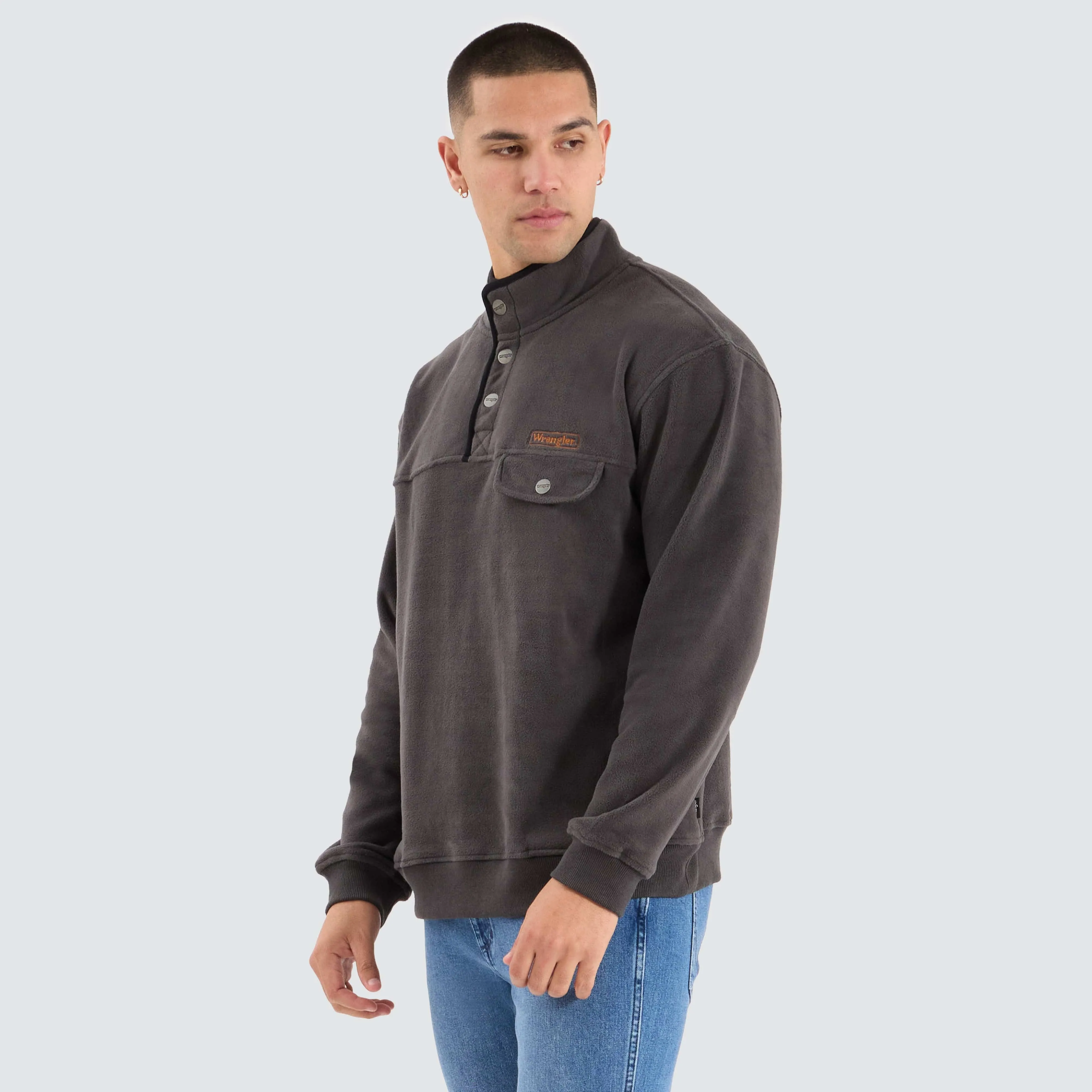 Polar Button Up Sweat Grey