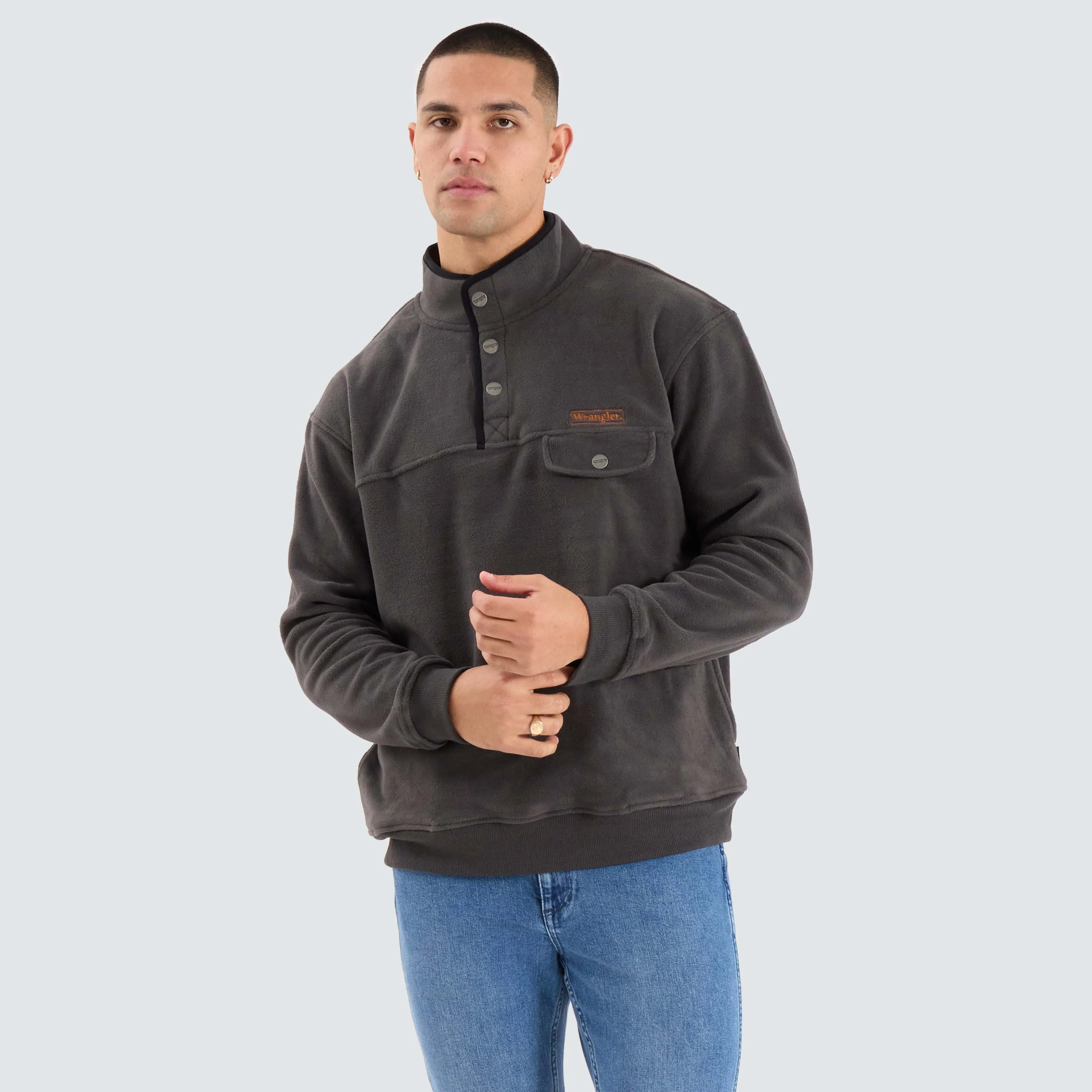 Polar Button Up Sweat Grey