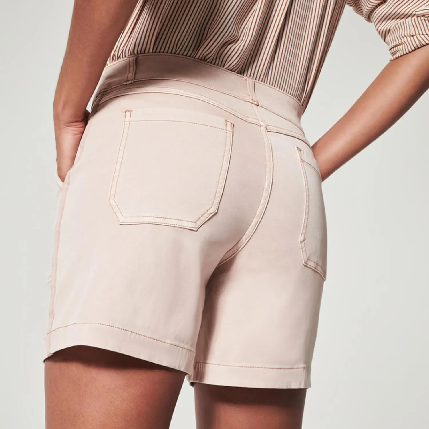 Pull On Shorts Women Elastic Waist Stretchy Casual Summer Athletic Denim Bermuda Shorts High Waisted Chino Shorts