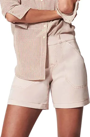 Pull On Shorts Women Elastic Waist Stretchy Casual Summer Athletic Denim Bermuda Shorts High Waisted Chino Shorts