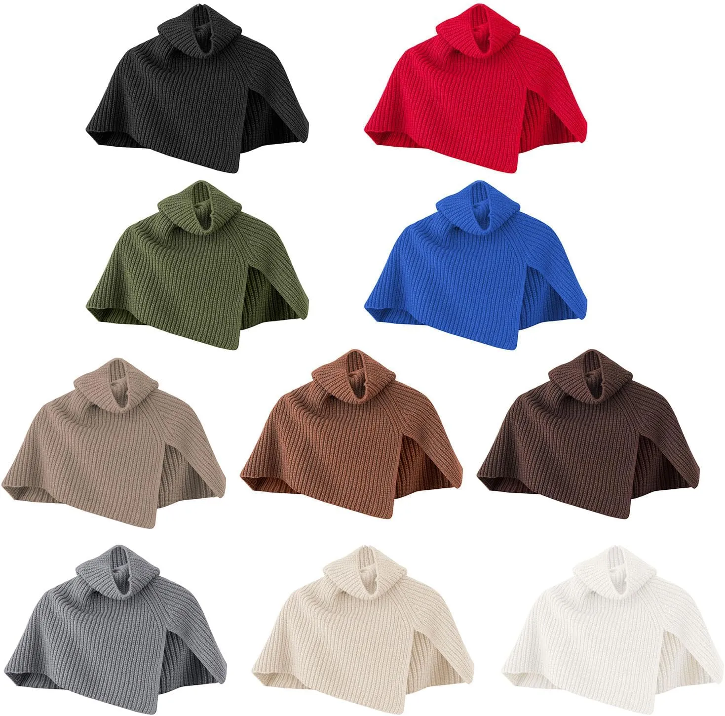 Pullover Scarf Knit Turtleneck Shawl Wrap Shrug Detachable Sweater Collar Winter Warm Neck Warmer Shawl Cape Cloak Shawl