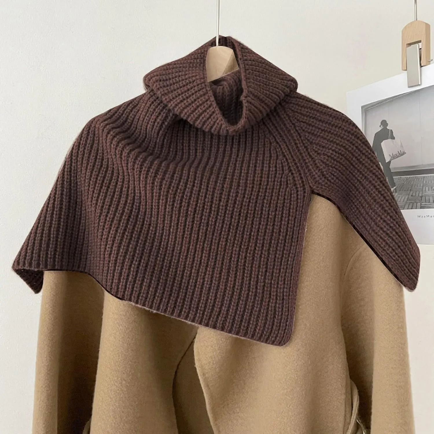 Pullover Scarf Knit Turtleneck Shawl Wrap Shrug Detachable Sweater Collar Winter Warm Neck Warmer Shawl Cape Cloak Shawl