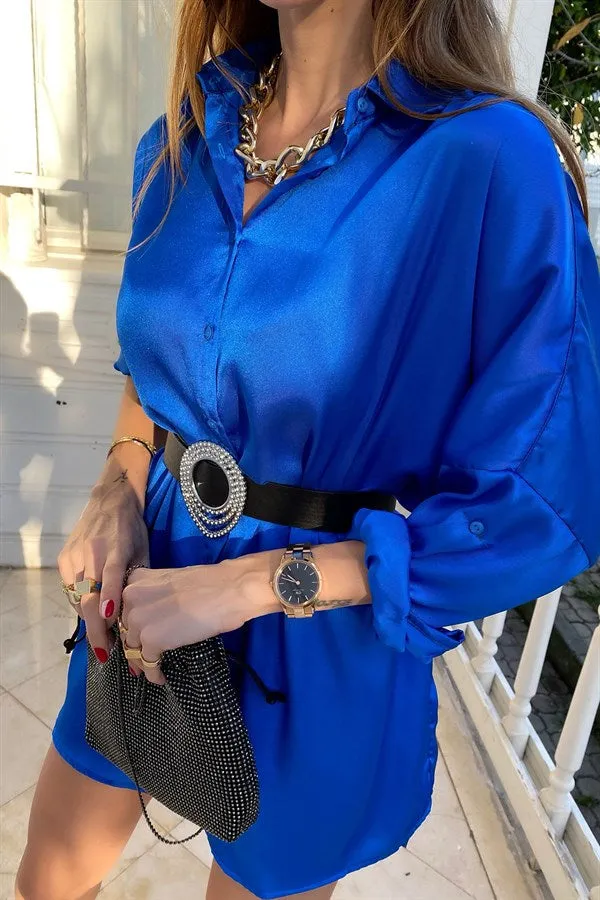 Relaxed fit satin shirt