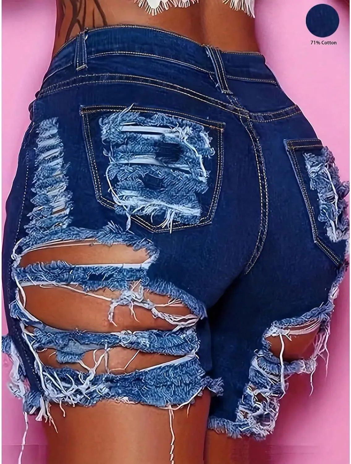 Ripped Jean Shorts Womens High Waisted Boxer Stretchy Denim Shorts Lounge Hot Trendy Jeans Jorts with Pockets