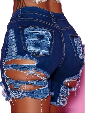 Ripped Jean Shorts Womens High Waisted Boxer Stretchy Denim Shorts Lounge Hot Trendy Jeans Jorts with Pockets